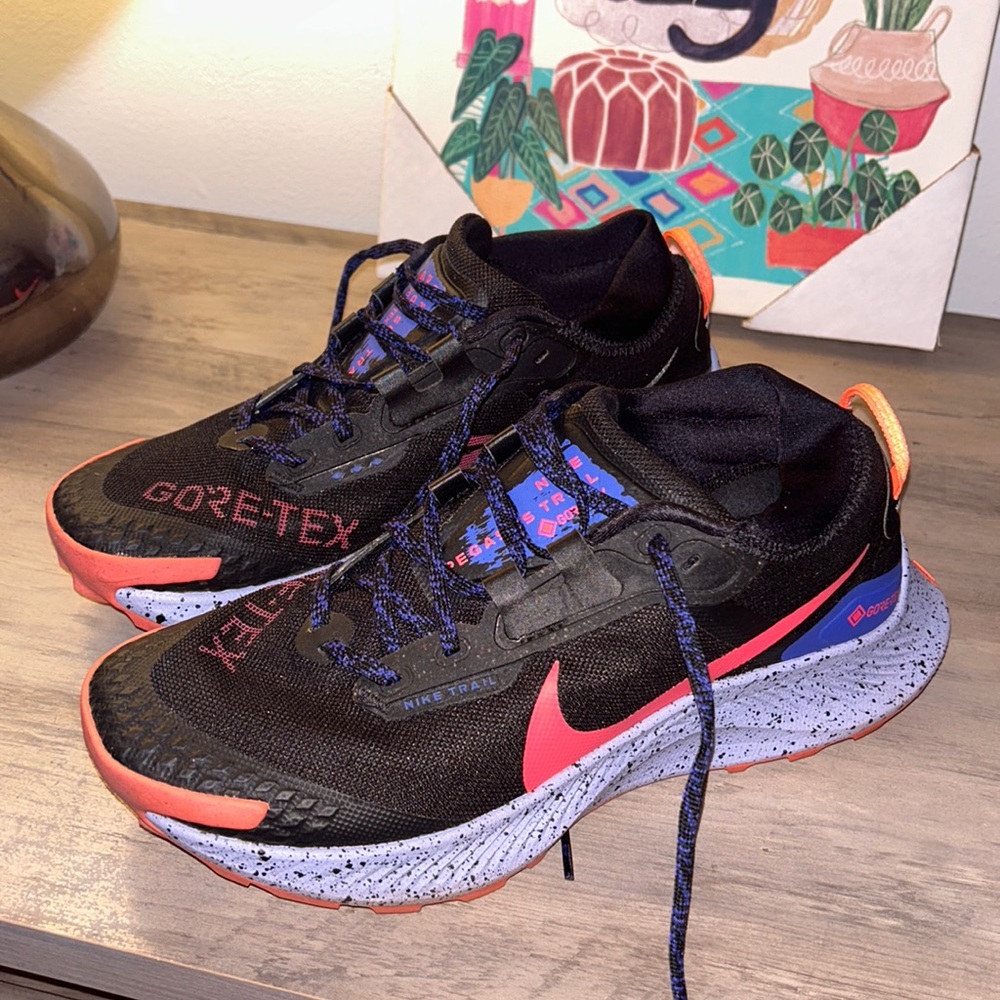Gently used Nike Gortex Pegasus Trail running shoes. SZ 9.5 women